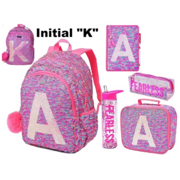 Lunch Tote Set NWT Very Cute! Justice Girls Mermaid Initial /"S/" Backpack